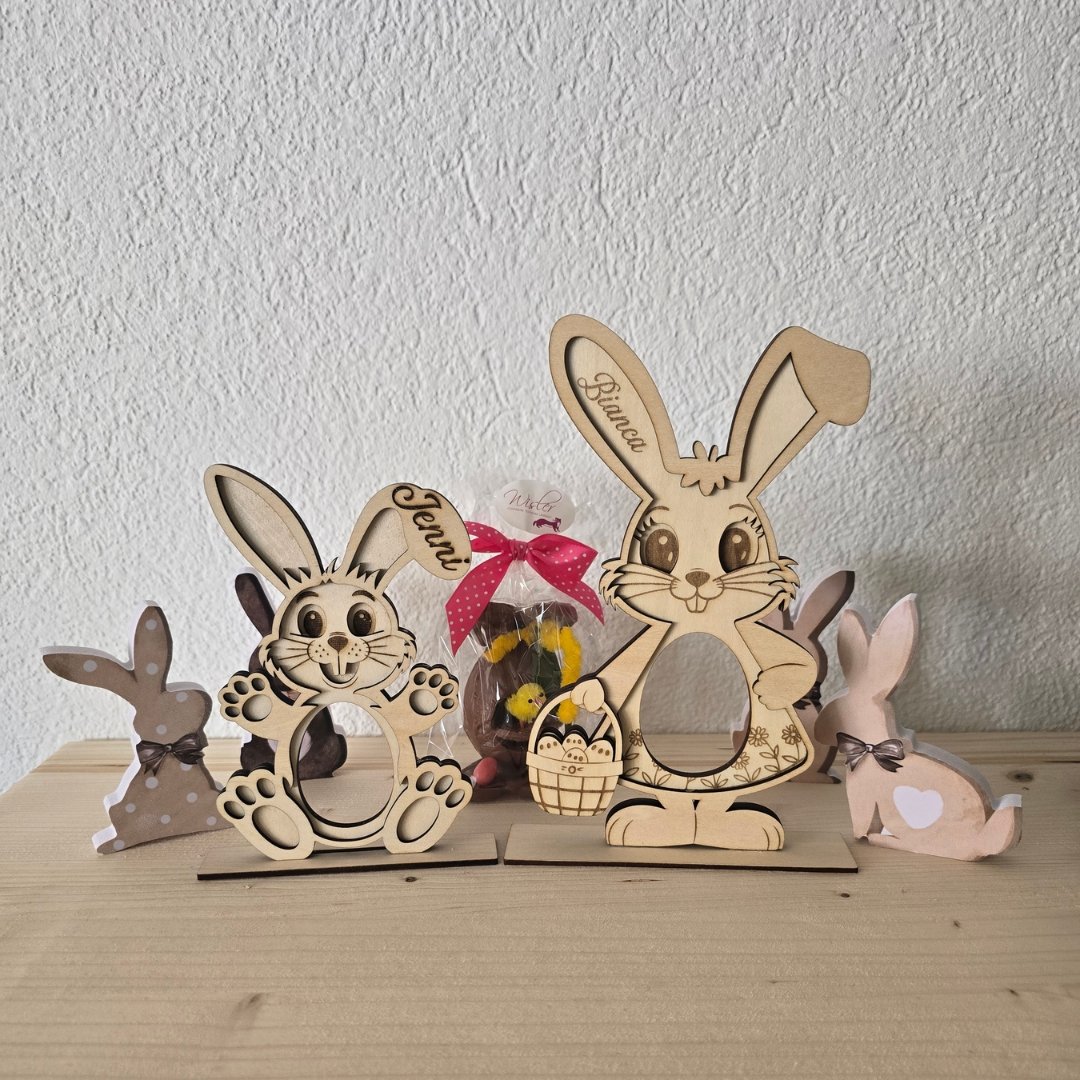 Personalisierter Osterhase aus Holz mit Namen – personalisierbar, MPlot