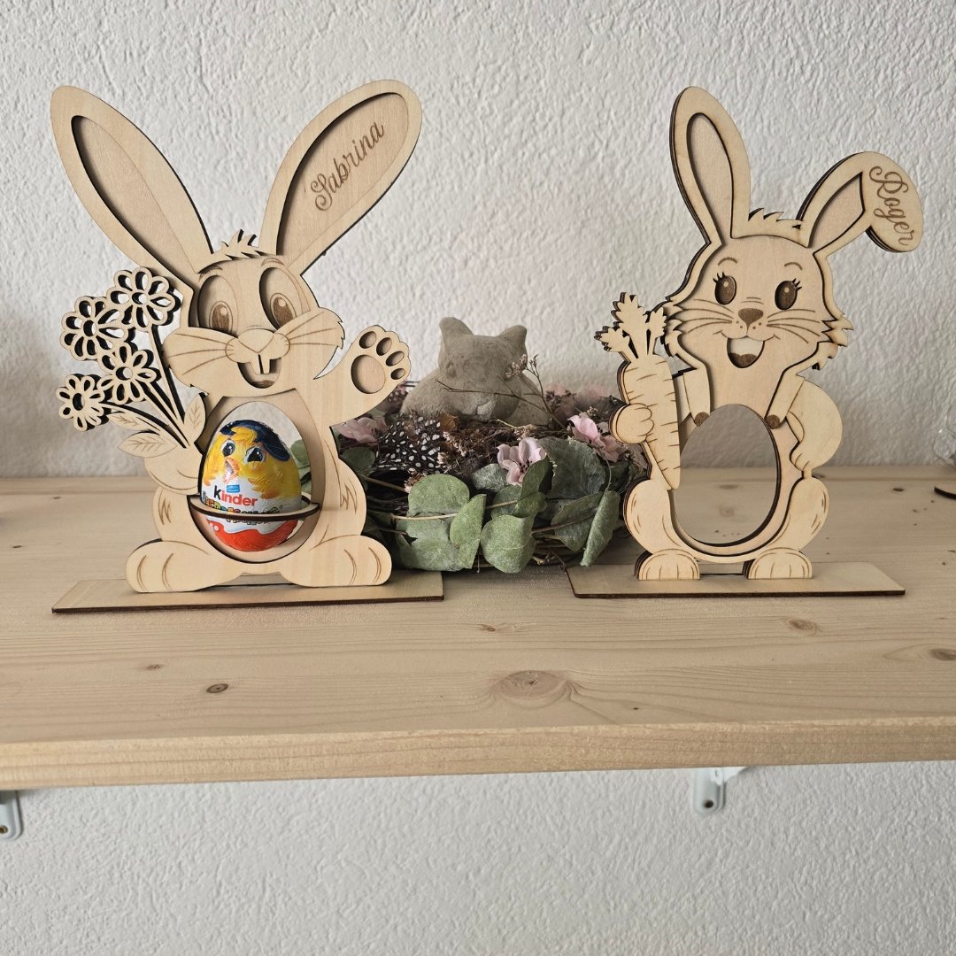 Osterhasen-Eierhalter mit Namensgravur – personalisierbar, MPlot