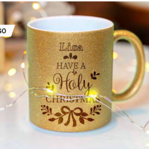 Glitzertasse Gold Glitter – personalisierbar, MPlot